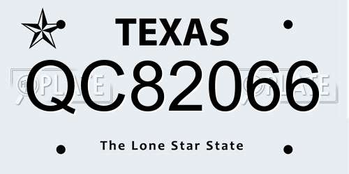 QC82066 Texas License Plate