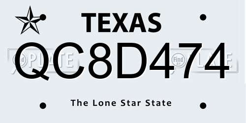 QC8D474 Texas License Plate