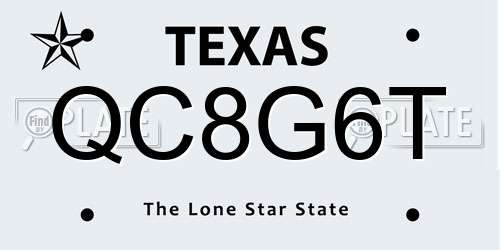 QC8G6T Texas License Plate