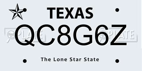 QC8G6Z Texas License Plate