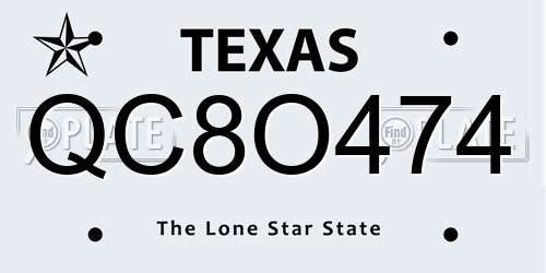 QC8O474 Texas License Plate
