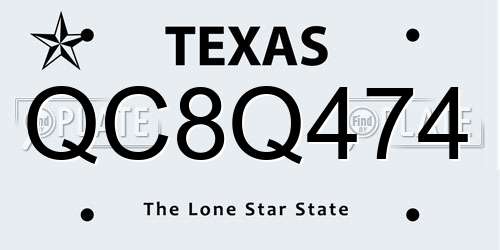 QC8Q474 Texas License Plate