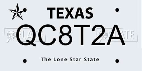 QC8T2A Texas License Plate