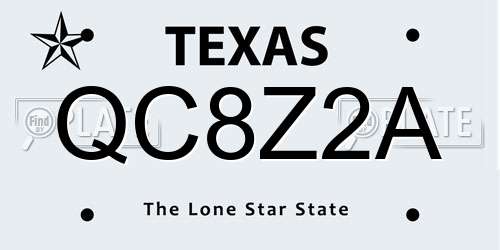 QC8Z2A Texas License Plate