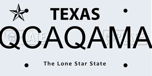 QCAQAMA Texas License Plate
