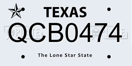 QCB0474 Texas License Plate