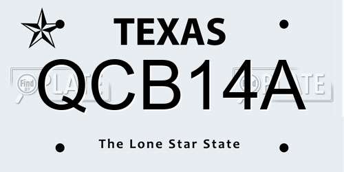 QCB14A Texas License Plate
