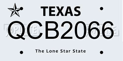 QCB2066 Texas License Plate
