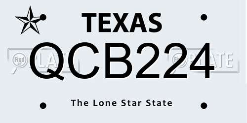 QCB224 Texas License Plate