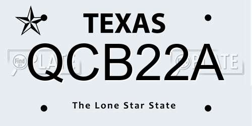 QCB22A Texas License Plate