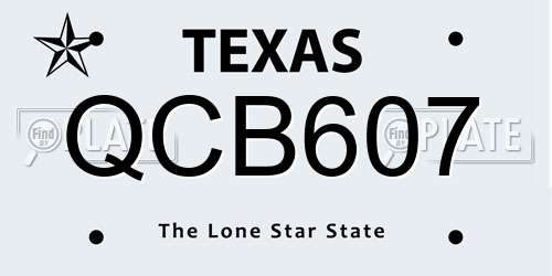 QCB607 Texas License Plate