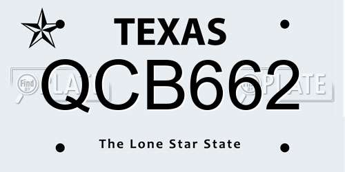 QCB662 Texas License Plate