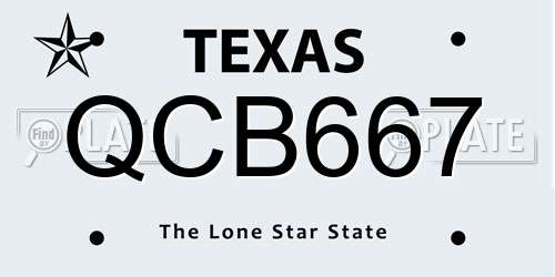 QCB667 Texas License Plate