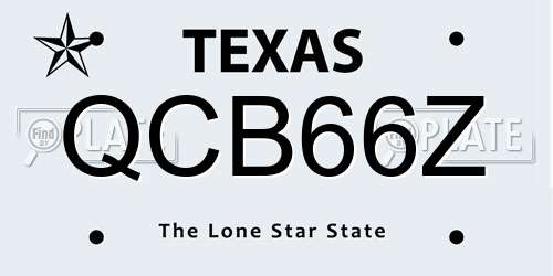 QCB66Z Texas License Plate
