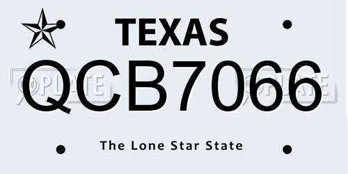 QCB7066 Texas License Plate