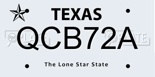 QCB72A Texas License Plate