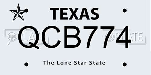 QCB774 Texas License Plate