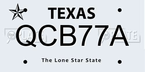 QCB77A Texas License Plate