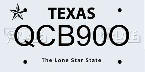 QCB90O Texas License Plate