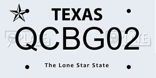QCBG02 Texas License Plate
