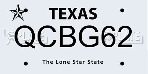 QCBG62 Texas License Plate
