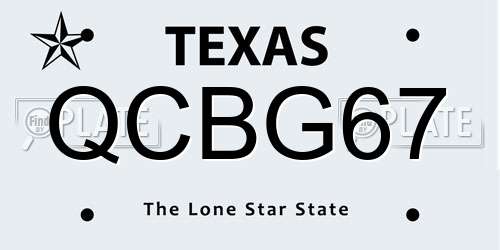 QCBG67 Texas License Plate