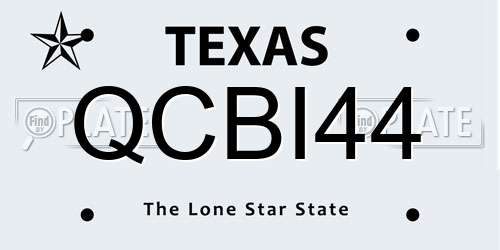 QCBI44 Texas License Plate