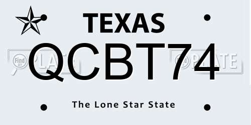 QCBT74 Texas License Plate