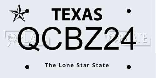 QCBZ24 Texas License Plate