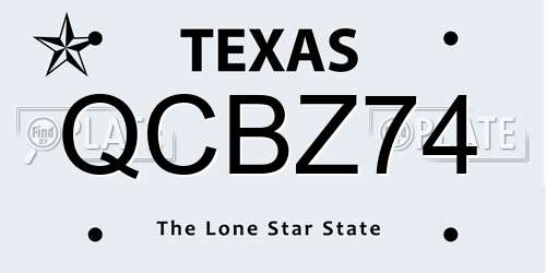 QCBZ74 Texas License Plate