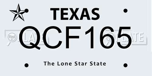 QCF165 Texas License Plate