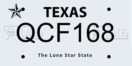 QCF168 Texas License Plate