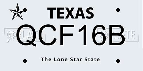 QCF16B Texas License Plate
