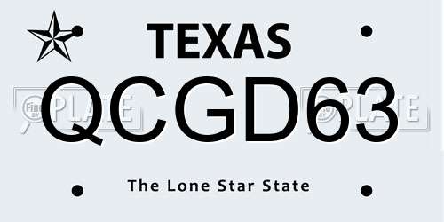 QCGD63 Texas License Plate