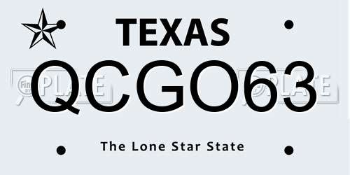QCGO63 Texas License Plate