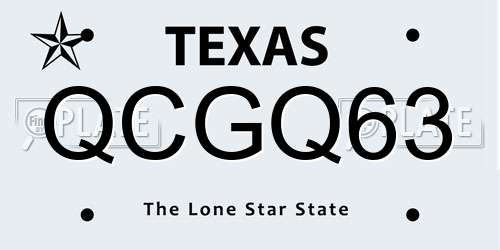 QCGQ63 Texas License Plate