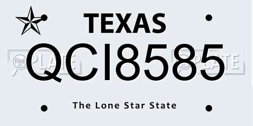 QCI8585 Texas License Plate
