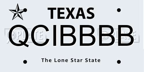 QCIBBBB Texas License Plate