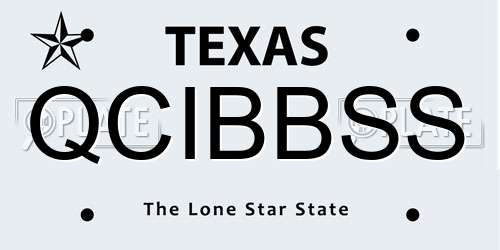 QCIBBSS Texas License Plate