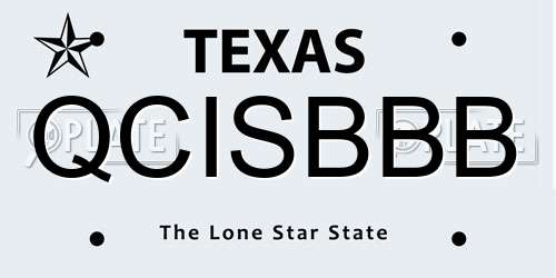 QCISBBB Texas License Plate