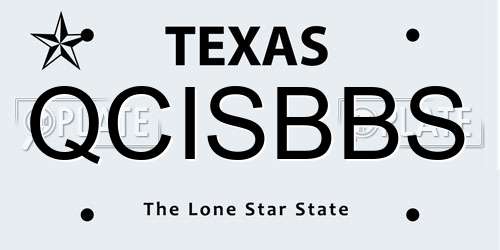 QCISBBS Texas License Plate