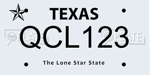 QCL123 Texas License Plate