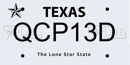 QCP13D Texas License Plate