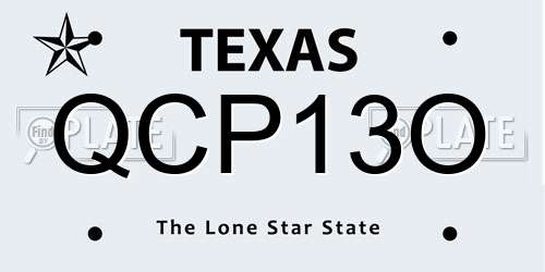 QCP13O Texas License Plate