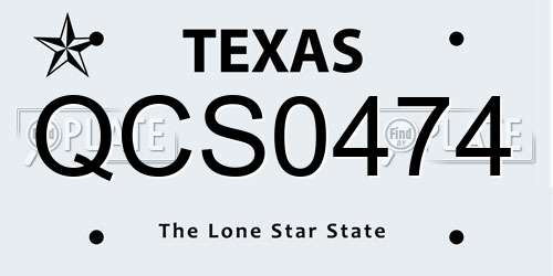 QCS0474 Texas License Plate