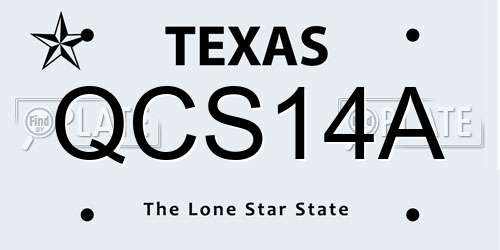 QCS14A Texas License Plate
