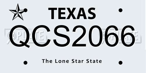 QCS2066 Texas License Plate