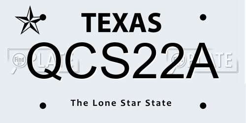 QCS22A Texas License Plate