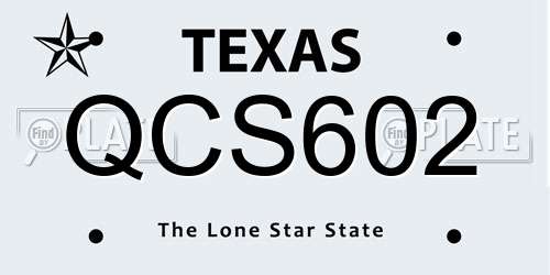 QCS602 Texas License Plate