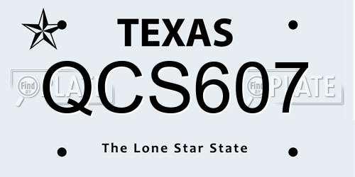 QCS607 Texas License Plate